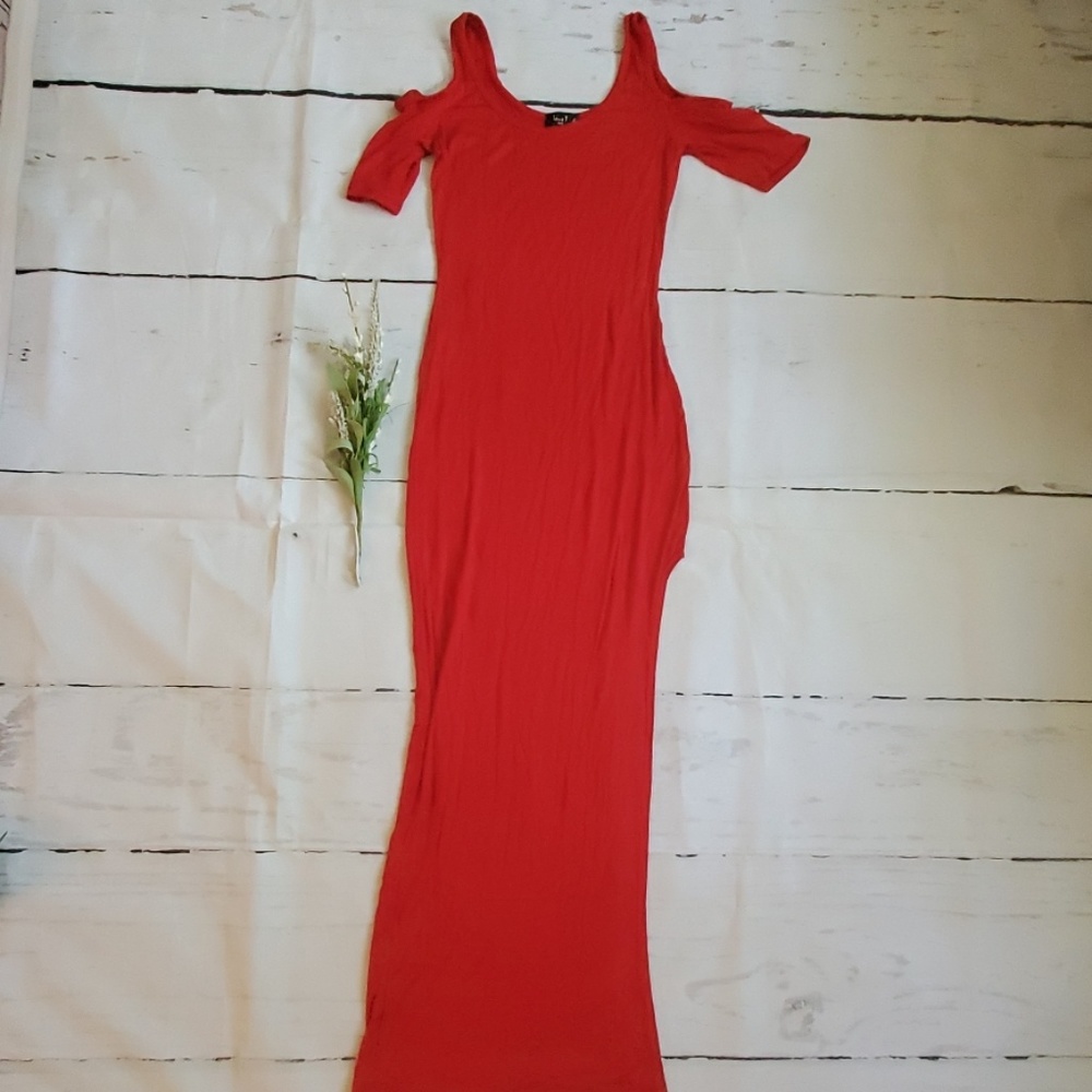 Sexy high slit cotton  maxi dress